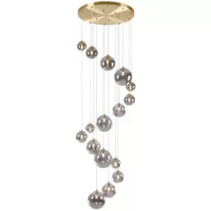 Luminosa Segal Ceiling Pendant, 16 Light G9, Satin Gold, Smoke Plated Glass