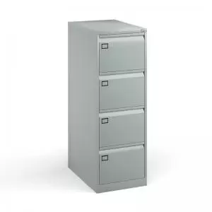 Steel 4 drawer executive filing cabinet 1321mm high - silver