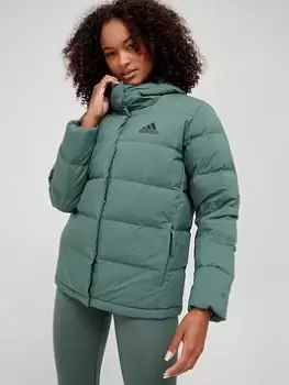 adidas Helionic Hooded Jacket - Dark Green, Dark Green, Size 2Xs, Women