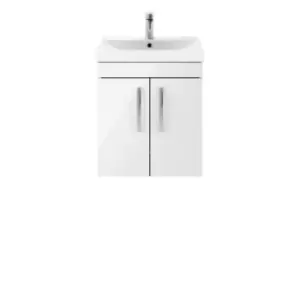 Nuie Athena 500 Wall Hung 2-door Vanity & Thin-edge Basin - Gloss White