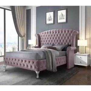 President Bed Super King Plush Velvet Pink