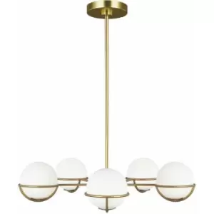 Loops - 5 Bulb Chandelier Hanging Pendant LIght Burnished Brass LED G9 3.5W Bulb