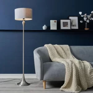 Faulkner Brushed Chrome Floor Lamp with Dark Grey Reni Shade