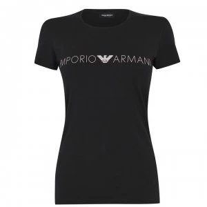 Emporio Armani Iconic Logo Band T-Shirt Black Size L Women