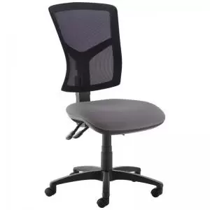 Senza high mesh back operator chair with no arms - Blizzard Grey