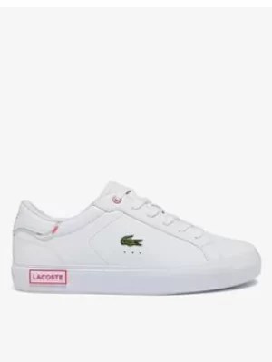 Lacoste POWERCOURT 0722 2 SUJ WHT/PNK, White/Pink, Size 4 Older