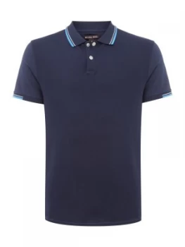 Mens Michael Kors Tipped Plain Polo Blue