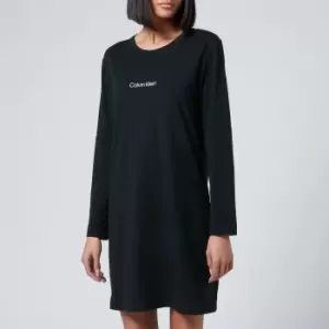 Calvin Klein Womens Long Sleeve Nightshirt - Black - XS