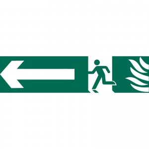 Draper Running Man Arrow Left Fire Safety Sign 200mm 50mm Standard