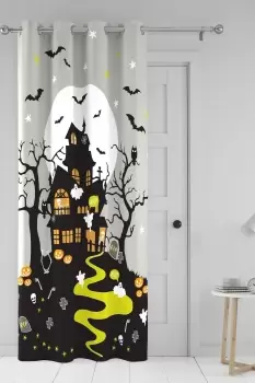 'Haunted House' Glow in the Dark Eyelet Single Panel Door Curtain