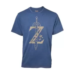 Legend of Zelda: Breath of the Wild - Logo Mens Large T-Shirt - Blue