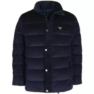 Barbour Mens Crested Cord Baffle Quilted Jacket Navy/Ivy Tartan Medium