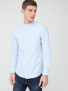 Farah Grandad Oxford Shirt - Sky Blue, Sky Blue Size M Men