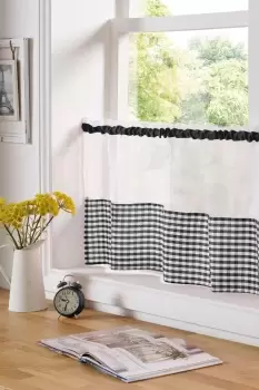 Gingham Cafe Curtain Panels - Size: 59x24" - Black