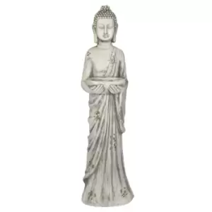 White Standing Buddha with Bird Feeder