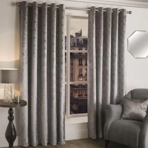 Julian Charles Metallic Print Curtains - Grey