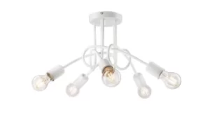 Camilla Multi Arm Semi Flush Ceiling Light White, 5x E27