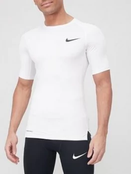 Nike Pro Compression Short Sleeve Top - White, Size XL, Men