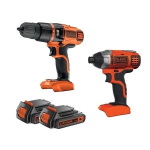 Black & Decker Combi/Impact Starter Kit 18V 2 x 1.5Ah Li-ion