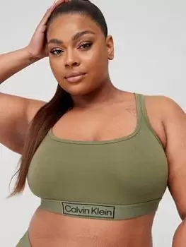 Calvin Klein Plus Size Reimagined Heritage Unlined Bralette - Khaki, Green, Size 2XL, Women