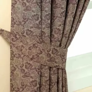 Purple Vintage Floral Jacquard Curtain Tie Back Pair - Purple - Homescapes