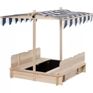 Outsunny - Kids Square Wooden Sandpit Children Cabana Sandbox Outdoor Playset