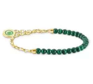 Thomas Sabo A2130-140-6-L19V Yellow Gold Plated Green Beads Jewellery