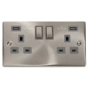 Click Scolmore Deco Ingot 2 Gang 13A 2x USB-A 4.2A Switched Socket - VPSC580GY