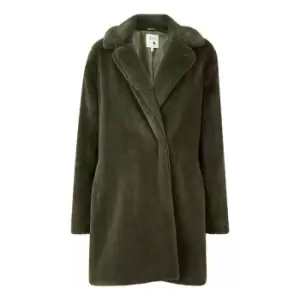 Yumi Khaki Faux Fur Coat - Green