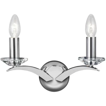 Searchlight Kensington - 2 Light Indoor Glass Candle Wall Light Chrome, E14