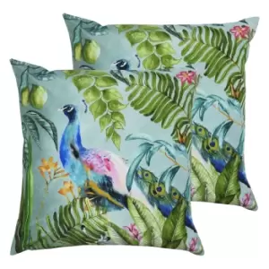 Peacock Outdoor Twin Pack Cushion Multi