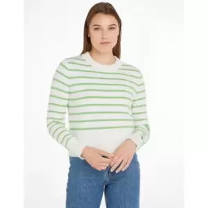 Striped Cotton Mix Jumper with Crew Neck