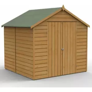 7' x 7' Forest Shiplap Dip Treated Windowless Double Door Apex Wooden Shed (2.32m x 2.12m) - Golden Brown