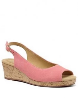 Hotter Tahiti Wedge Heeled Sandals - Coral