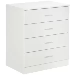 Homcom Chest Of 4 Drawers With Metal Rails Anti Tip White And Silver