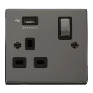 Click Scolmore Deco 2.1A USB 1 Gang Plug Socket - VPBN571UBK