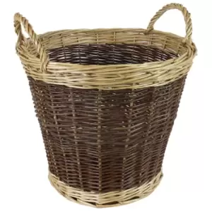 JVL Two Tone Willow Log Basket 60 x 50 cm