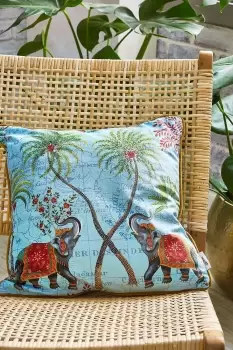 Reversible Velvet Vintage Elephant Palm Print Filled Cushion