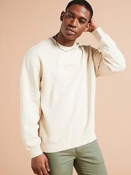 Levis Relaxed Fit Graphic Crewneck Sweatshirt Cream Male L 210451UK