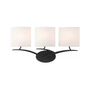 Eve Wall Lamp Switched 3 Light E27, Anthracite With White Oval Shades
