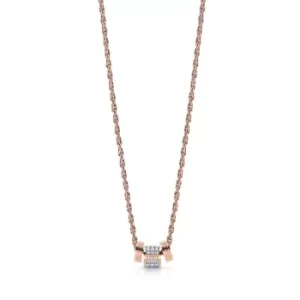 Guess Rose Gold Tone Crystal Logo Charm Necklace