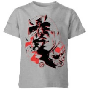 Marvel Knights Daredevil Layered Faces Kids T-Shirt - Grey - 11-12 Years