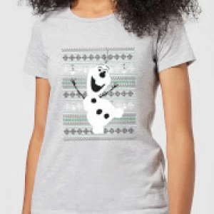 Disney Frozen Olaf Dancing Womens Christmas T-Shirt - Grey - L