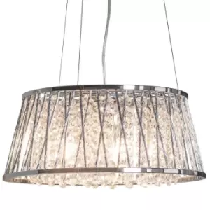 Multi Light Ceiling Pendant 5 Bulb Chrome & Large Crystal Shade Modern Lamp