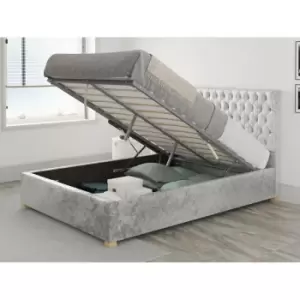 Monroe Ottoman Upholstered Bed, Mirazzi Velvet, Silver - Ottoman Bed Size Superking (180x200)