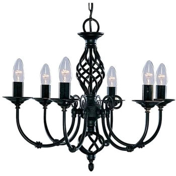 Searchlight Zanzibar - 6 Light Multi Arm Ceiling Pendant Black, E14