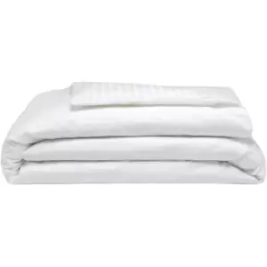 Belledorm 540 Thread Count Satin Stripe Duvet Cover Set (Superking) (White) - White