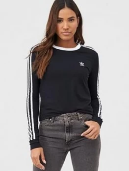 adidas Originals 3 Stripe LS - Black, Size 6, Women