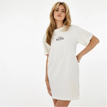 Jack Wills Embroidered Logo T-Shirt Mini Dress - White