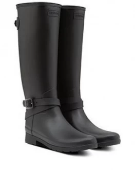 Hunter Hunter Refined Back Adjustable W/ankle Strap Welly, Black, Size 6, Women